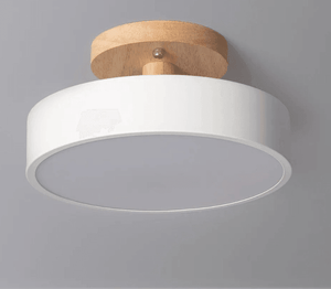 Plafondlamp rond wit met LED en CCT hout 