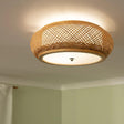 Plafondlamp met e27 fitting rond gevlochten bamboe