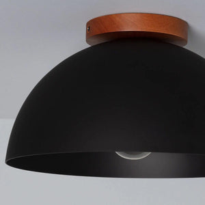 Plafondlamp zwart met hout & E27 fitting 'Nola'