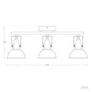 Plafondspot industrieel zwart goud 'Haines' 3 kappen 3x E14 fitting