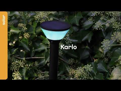 Staande buitenlamp solar zwart 'Karlo' aluminium RGB bluetooth 45 cm