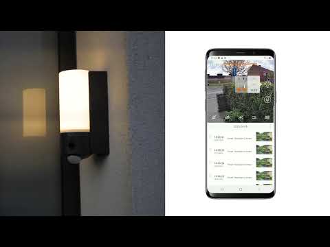 Buitenlamp Voordeur met camera Lutec 'Pollux' beveligingslamp led 24 cm