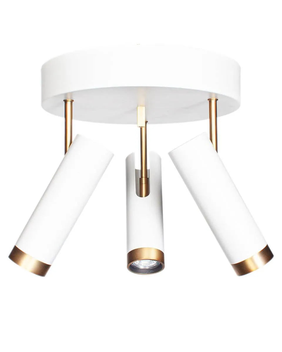 Ronde plafondlamp wit & goud met 3 verstelbare GU10 spots By Rydens Puls - FOIR