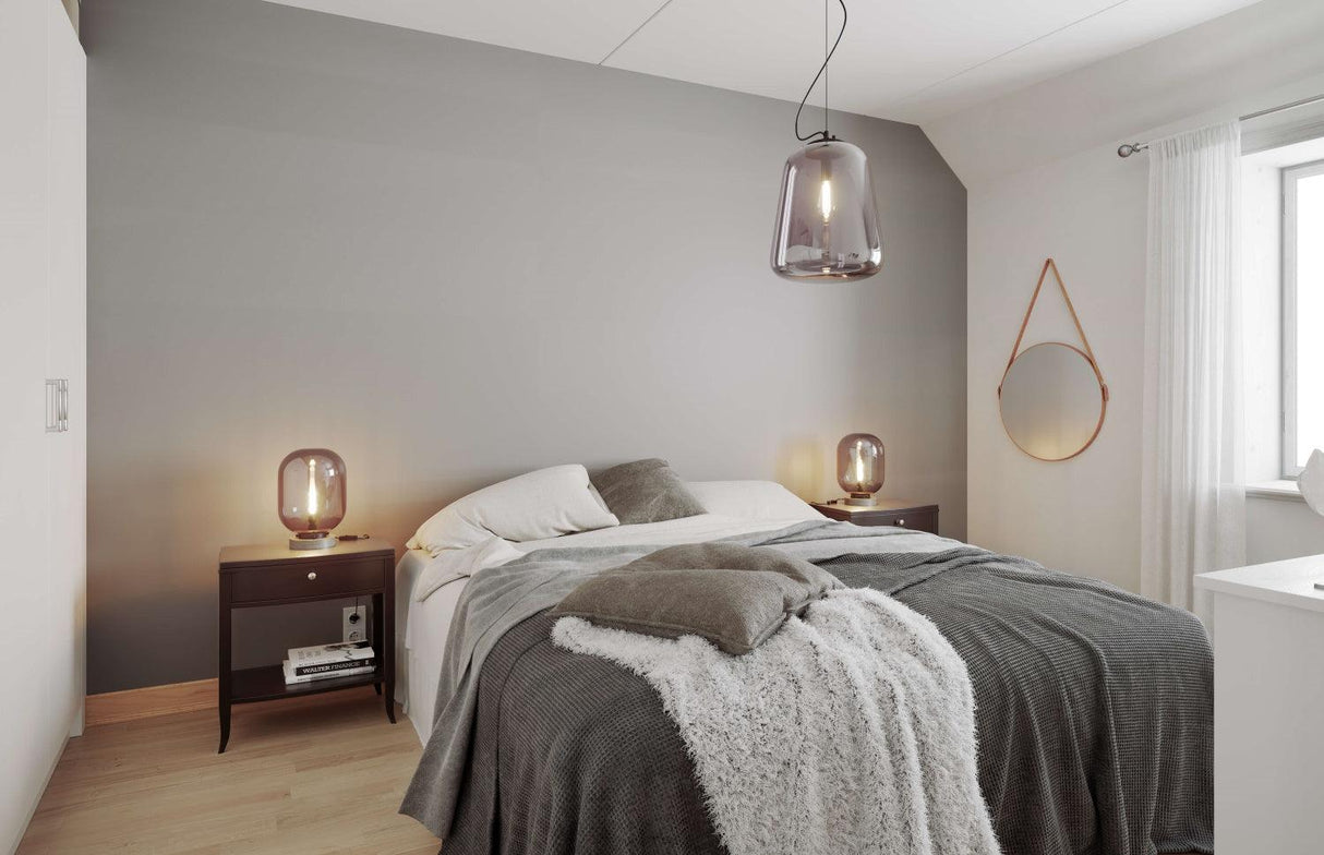 Hanglamp glas by rydens led lamp boven bed rond