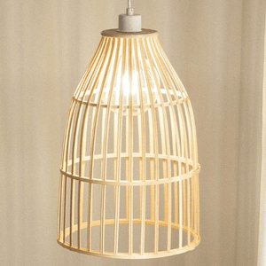 Hanglamp gevlochten rotan 'Zuni' e27 fitting bruin wit hanglamp 30 cm - FOIR