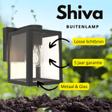 Buitenlamp glas zwart lutec Shiva modern vierkant