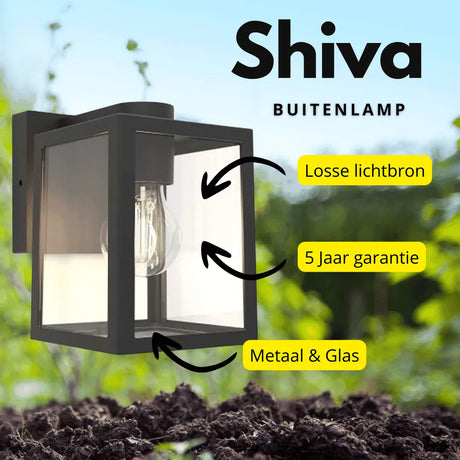 Buitenlamp glas zwart lutec Shiva modern vierkant