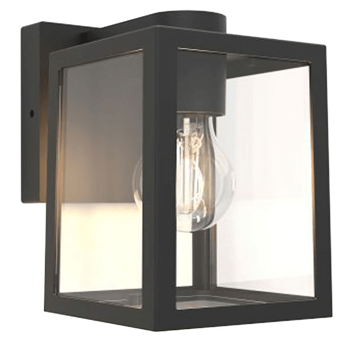 Buitenlamp led lamp glas zwart metaal e27 fitting