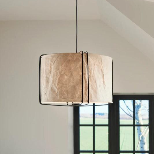 Hanglamp wit zwart papieren kap E27 fitting 'Nordlux Cardine 50' - FOIR