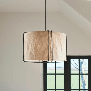 Hanglamp wit zwart papieren kap E27 fitting 'Nordlux Cardine 50' - FOIR