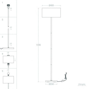 Vloerlamp hout 'Sicilië' grijs staande lamp modern E27 fitting 159cm