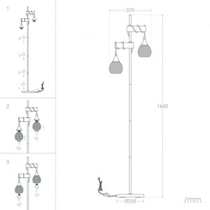 Vloerlamp zwart 'Mona' hout e27 fitting modern 164cm