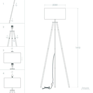 Staande lamp zwart driepoot led lamp e27 fitting