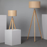 Tafellamp beige goud & bruin met 3 houten poten 'Didi'