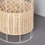 Vloerlamp rotan beige & wit met 2 E27 fittingen en vloerschakelaar 'Garceau' 120cm