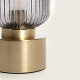 Art deco tafellampje goud met glazen kap 'Jettie'