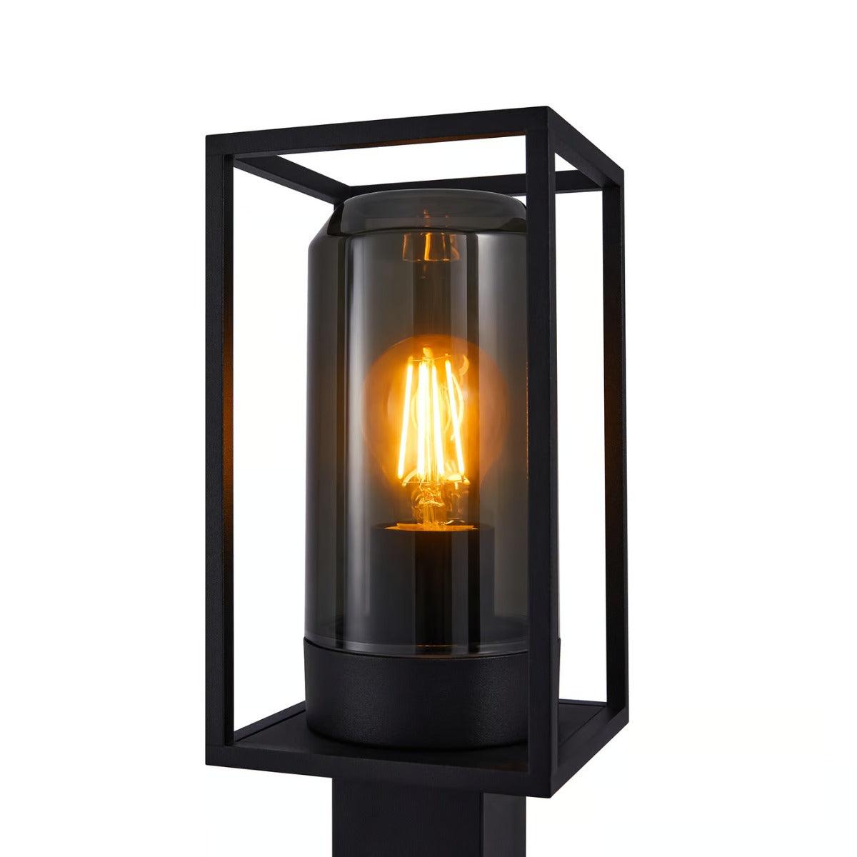 Tuinlamp staand zwart met smokeglas & E27 'Griffin' 80cm