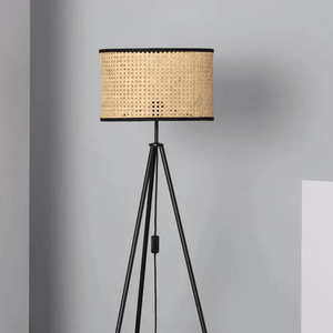 Staande lamp driepoot 'Hulu' gaas zwart modern E27 fitting 145cm