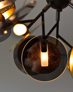 Hanglamp zwart goud met 18 G9 fittingen By Rydens Turno - FOIR