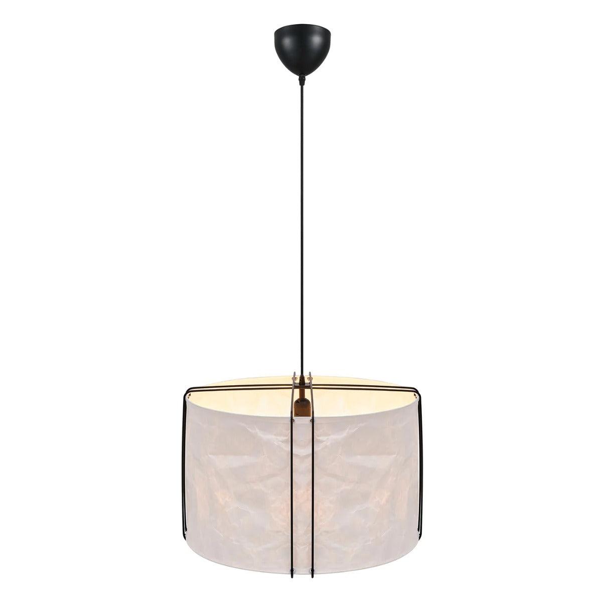 Hanglamp wit zwart papieren kap E27 fitting 'Nordlux Cardine 50' - FOIR