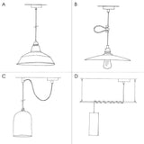 Kleine hanglamp industrieel 'Harry' zeegroen incl. plafondkap kabel & fitting