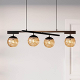 Hanglamp zwart met amberglazen kappen By Rydens 'Labelle' E14 fitting 90 cm