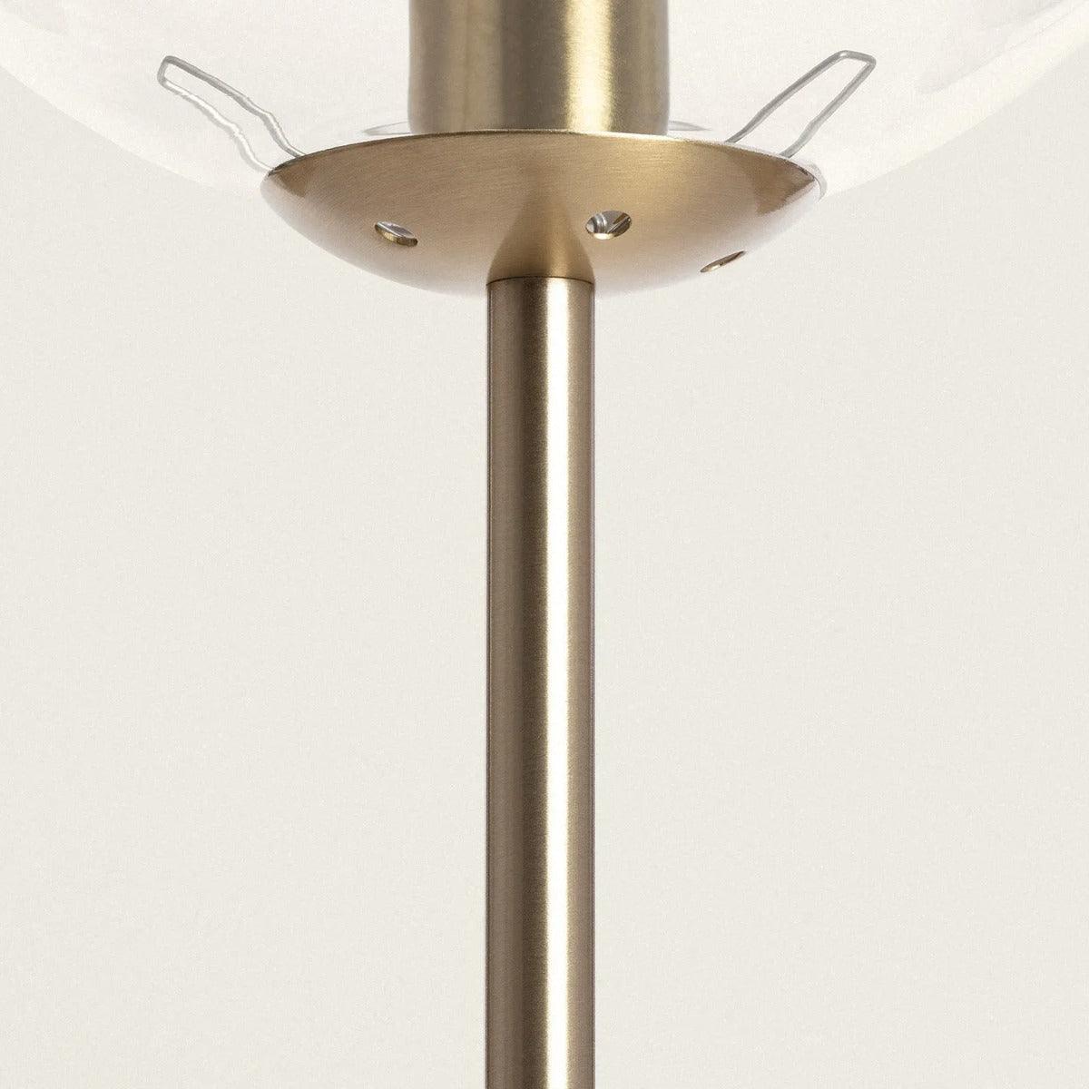 Staande vloerlamp goud met glazen kap E27 fitting en vloerschakelaar 'Gesina' 151 cm