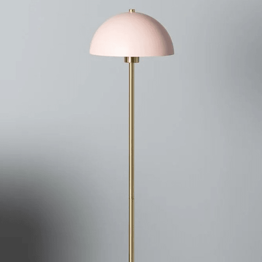 Vloerlamp roze & messing vloerschakelaar E27 fitting 'Audet' 138 cm