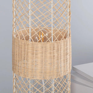 Vloerlamp rotan beige & wit met 2 E27 fittingen en vloerschakelaar 'Garceau' 120cm