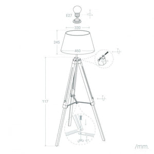 Driepoot vloerlamp 'Stan' modern E27 fitting 144cm