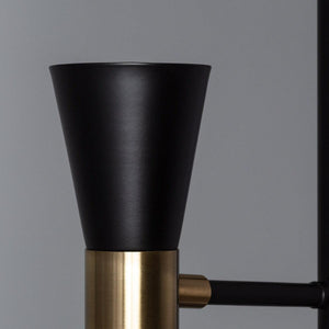 Staande lamp twee kappen zwart goud 'Jagger' E27 fitting 160cm