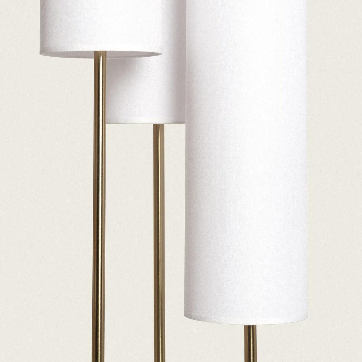 Staande lamp goud met 3 stoffen kappen E27 'Yasmijn' 137cm