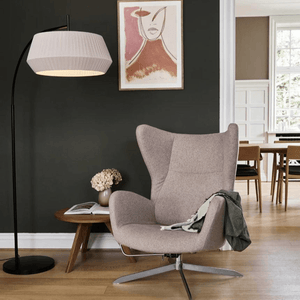 Beige vloerlamp met vloerschakelaar E27 stoffen kap Dicte 180 cm - FOIR