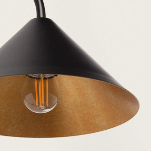 Zwart gouden wandlamp E27 fitting met schakelaar 'Lindsy'