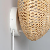 Rotan wandlamp met schakelaar en stekker 'Marnix' E27 fitting 32 cm