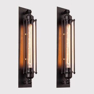 Industriele wandlamp zwart buislamp modern staal
 