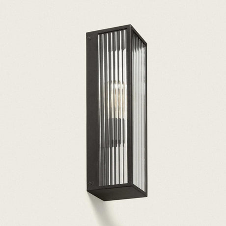 Wandlamp glas metaal zwart e27 fitting groot voor naast voordeur 