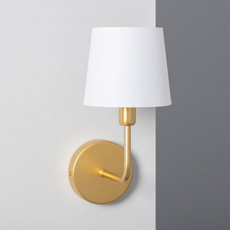 Gouden wandlamp e14 fitting stoffen kap 