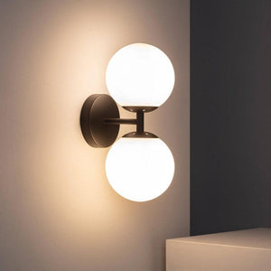 Wandlamp modern 'Dublo' glazen bollen modern e27 fitting zwart