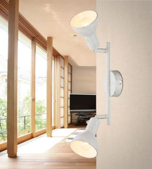 Wandlamp metaal industrieel e14 fitting dubbel wit 