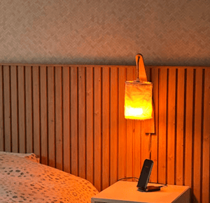 Wandlamp slaapkamer hout 'Kanzi' lamp E27 fitting modern 36cm