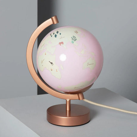 Tafellamp bureau kinderkamer wereldbol rose goud roze met schakelaar e27 fitting design 