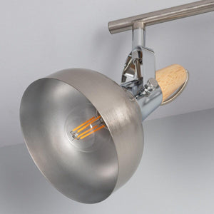 Plafondspot zilver recht 'Omar' modern 3 spots e14 fitting verstelbaar zilver