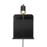 Kleine zwarte leeslamp met schakelaar 2x USB poort en GU10 fitting Nordlux Roomi