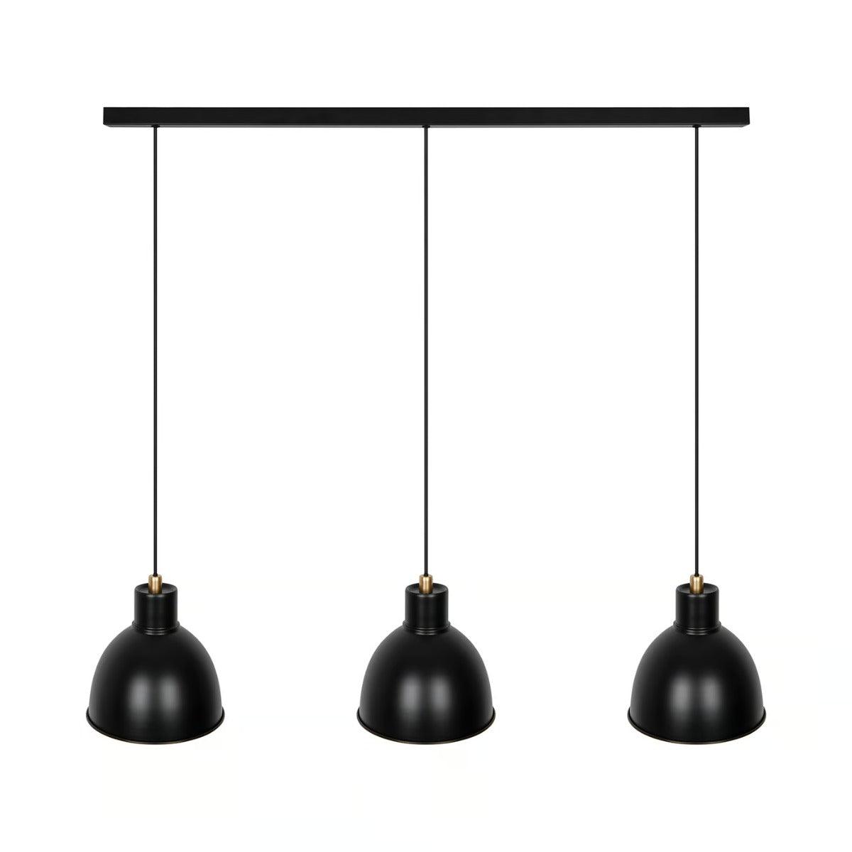 Hanglamp eettafel 3 zwarte kappen E27 fitting 'Pop'