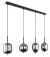 Hanglamp eettafel rookglas 'Blacky' 4x E14 fitting chrome zwart 100cm
