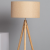 Staande lamp Driepoot 'Wally' E27 fitting hout modern stoffen kap 150cm