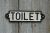 Giet ijzer bord beige 'Toilet' toiletbordje wandbord vintage industrieel 175mm