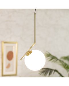 Hanglamp opaal glas moonlight 'Mono' messing E14 fitting modern 550mm