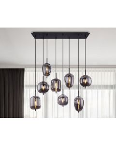 Hanglamp eettafel zwart chrome modern e14 fitting 